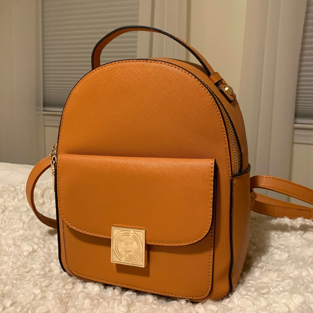 Mini Backpack Tan Gold Detailing